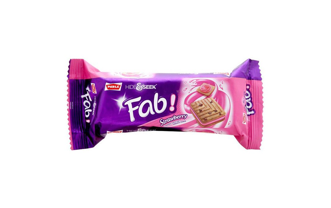 Parle Hide & Seek Fab Strawberry Flavoured Choco Chip Sandwich Biscuits   Pack  100 grams